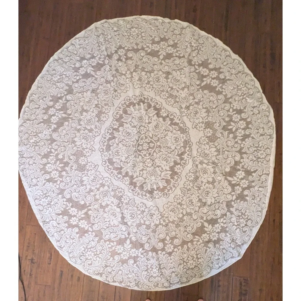 Vintage White Lace Artistry Table Topper Tablecloth 36